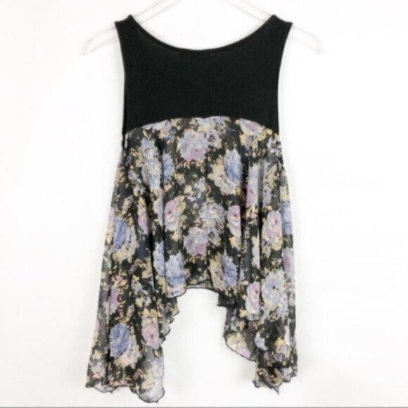 Painted Threads | Black Floral Sleeveless Tank Blouse Size Small - Picture 2 of 5